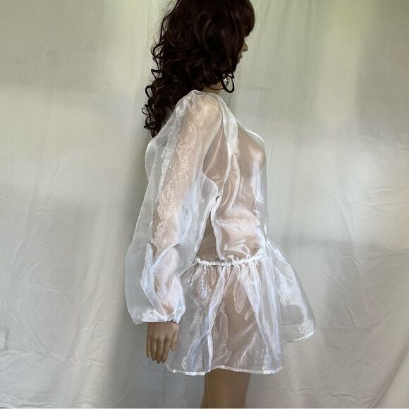 NEW Love J white organza sheer faux wrap peplum top blouse XL - Picture 6 of 13